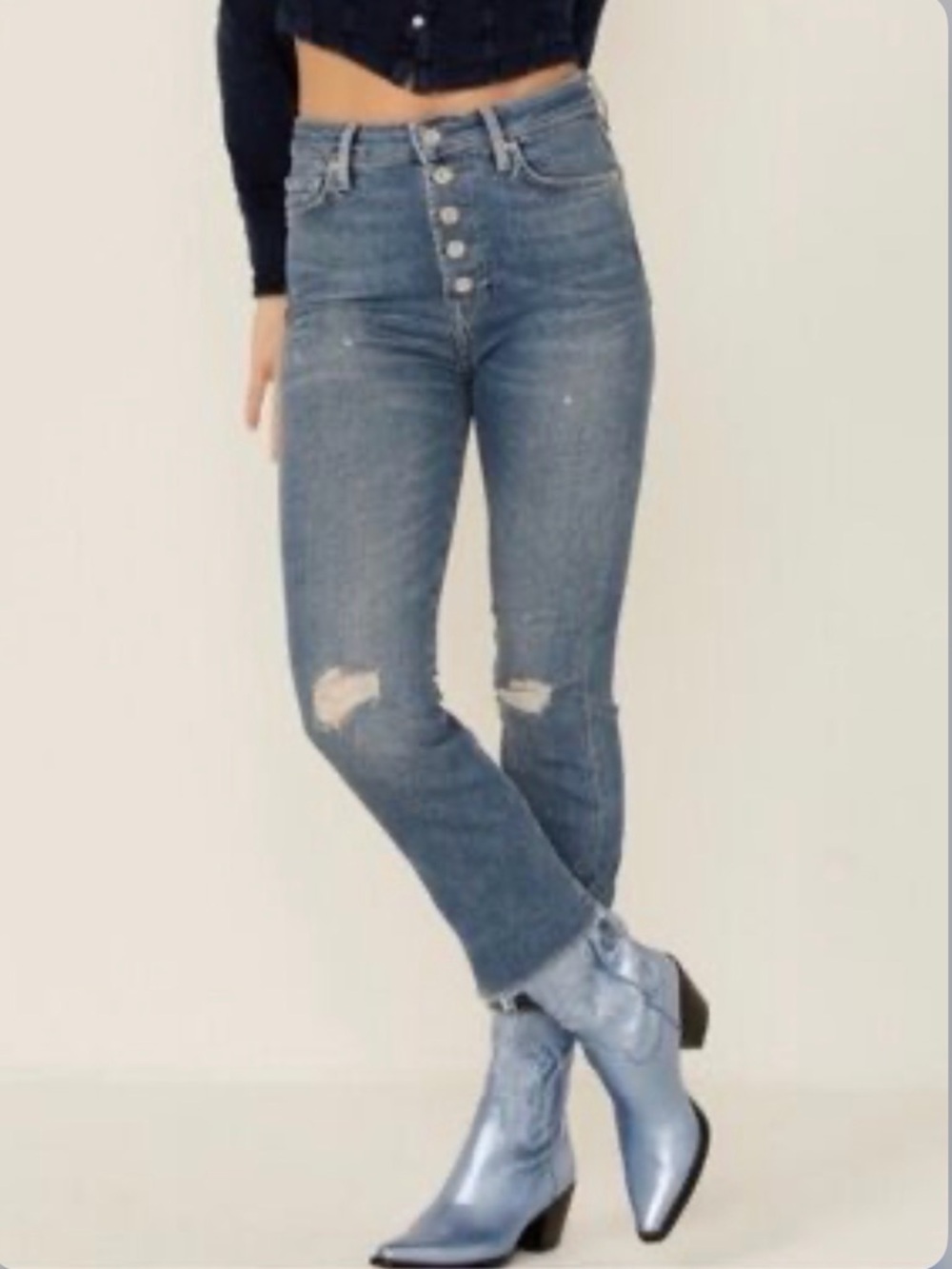 7 For All Mankind Luxe Vintage Jeans Button Fly High Rise Slim Ankle
